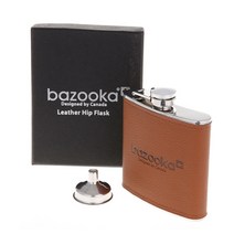 바주카 bazooka [메세] 휴대용 술병 레자사각힙플라스크 180ml 280ml (깔대기 포함), 1개