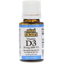 네추럴팩터스 비타민 D3 400IU 언플레이버드, 15ml, 1개