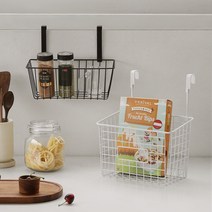 다용도 와이어 바스켓 6종 행잉 화분 걸이 선반대 잡동사니 정리 선반 철제 바구니, 화이트, 대