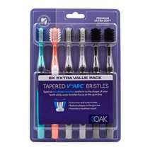 OOAK 칫솔 테이퍼드 V아크 소프트 칫솔모 표준 브러시 헤드 6팩 다양한 색상 USA 미국
