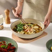대용량접시 먹방 파티 점보사이즈 음식담기 킹크랩, 9인치 라지볼(베이지색) (3-4인용)
