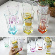 유리컵( 레인보우-6P세트)-크리스탈컵-선물, 컬러풀
