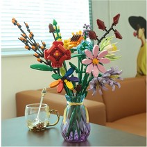 시들지않는꽃만들기DIY 꽃다발 꽃 블럭 플라워 부케 인테리어 취미생활 조립 유니크 선물, 52002 카네이션(랜덤)