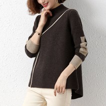 도오빠 하리무 여성 터틀넥 니트 스웨터 루즈핏 오버핏 목티 폴라티 긴팔 중년 가을 겨울 여자니트티