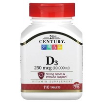 21st Century (21st 센추리) 21st Century 비타민D3 250mcg(10 000IU) 110정, 3개
