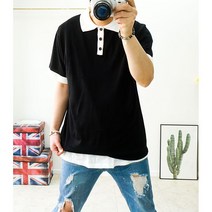 4XL 빅사이즈니트 기본 데일리 카라티 오버핏 반팔니트