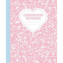 Composition Notebook College Ruled: Pink and Blue Aesthetic Retro Kawaii Heart | Blank Composition N