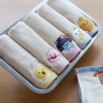 무한타올 카카오프렌즈 어린이집 고리수건 선물 이름자수, 1set, 컬러골고루5장