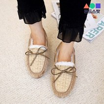 몬드스팟 1.5cm 여성 인조 양털 모카신 플랫 단화 베이지 (DM578)