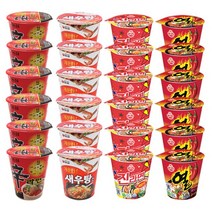 [더블비] 컵라면 소컵 1box 신라면 6개+ 진라면 6개+ 열라면 6개+ 새우탕 6개 농심 오뚜기 합24개입 + 카드거울, 1박스