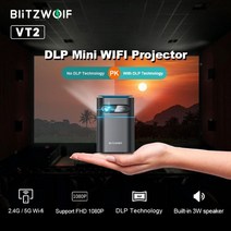 빔프로젝터 스크린 BlitzWolf BW-VT2 DLP 미니 빔 프로젝터 2.4G / 5G WIFI 무선 스피커가 있는 Android 9, [01] EU Plug, 01 EU Plug