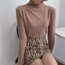 베러댓걸 1888-2 베이직 무지 반하이넥 물결소매 마카롱 데일리 긴팔티