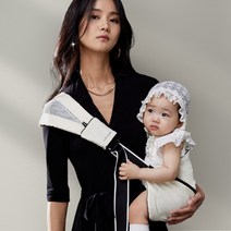 루시로다 LUX101 프리미엄 사이드 힙시트 아기띠 에메랄드 민트, 퓨어 아이보리