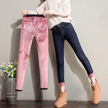 스타일바바 잘빠진 여자 여성 겨울 융 기모 데님 청바지 팬츠