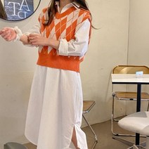 키메라제이 퓨어면 루즈핏 레이어드 셔츠 원피스 3color