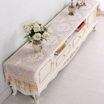 SKANDSALO 식탁보 레이스 패브릭아트 직사각형 거실 화장대 신발장 긴테이블 커버먼지방지 덮개천, T10-모란 블루, C05-46*180CM(적합 장롱 110-140CM)