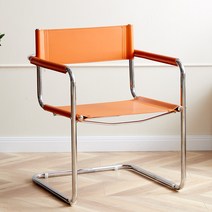 디자이너 사무실 레저 중세 식당 북유럽 스테인레스 그물 레드 씨 안락의자 카페의자, 새들 스킨 오렌지 + 스테인레스 스틸