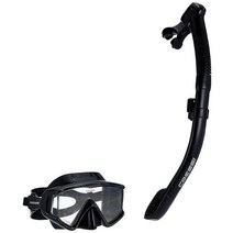 Cressi Panorama Quattro 파노라마 스노클 마스크 드라이 세트 백 포함 블랙 레드, BK-Black, Triside + Bag