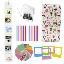 휴대용 포토프린터 무선 셀피 핸드폰 사진인화기 Fujifilm Instax Square SQ1 SQ6 SP-3 프린터 필름 용지, 01 Flamingo Cactus Set
