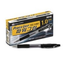 자바펜 1.0 파워그립 저점도 유성볼펜, 파랑, 12개입
