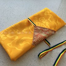 불경 파우치 복주머니 미니 지퍼백 티베트 린넨 포장법 슈만자부경 글씨 연습책 보관 금강경, 황금 플록스 패턴
