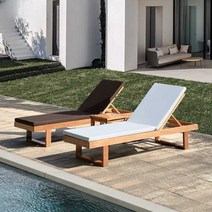 바닷가 체어 펜션 수영장 마당 정원 비치 우드 라운지, 2.리클라이너의자2개+티테이블1개+쿠션2