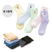 밤비 수면양말 5개+반짝이양말 1개 swellite 파스텔 밤비 자수 수면양말 귀여운 양말 양말선물 촉감좋은 양말 글리터 삭스 반짝이 기모양말