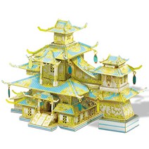 3D 퍼즐 입체 종이 메탈 모형 키덜트 성인 금속 중국식 고대 건물 조립 모델 키트 두뇌 티저 장난감 홈 데코레이션, SOCIAL CLUB