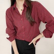 마이시즌 여성용 스칼리 피치 체크 셔츠