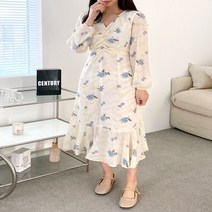 오슈 러블리 상큼한 하늘하늘 체형커버 로즈 롱원피스