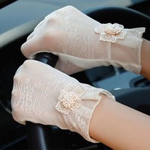 신페이드 여성 자외선차단 운전 터치 스마트폰 봄 여름 레이스 장갑 UV 자전거 미끄럼방지 골프 여자 패션 가을 등산, 아이보리