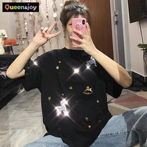 퀸앤조이 스팽글 목마 데일리 반팔 티셔츠***판매자 퀸앤조이***