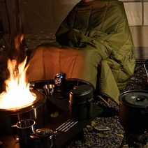 캠핑 후드 블랭킷 망토 패딩 침낭 감성 차박 비박 백패킹 낚시 다용도 아웃도어 이불 사계절 경량 입는 담요, 카키