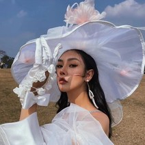웨딩 개화기 경성 모자 프랑스 여성 우아한 공 모양 신부 실크 꽃 소프트 원사 활 모자 스튜디오 샘플 모양
