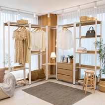 홈인어스 드레스룸 시스템행거 단품 세트, 1600 SET_행거형, 오크/화이트