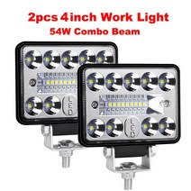ANMINGPU LED 바 오프로드 트럭 트랙터 지프 차량용 헤드라이트 4x4 ATV 인치 6 스팟 플러드 작업등 12V, 02 2pcs 4inch 54W
