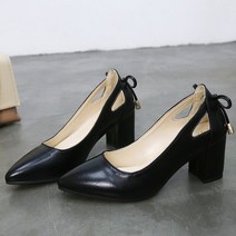 펌프 순수 컬러 스퀘어 하이힐 6cm 패션 블랙 가죽 얕은 결혼식 대형 44