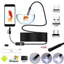 씨씨티비 소형 매장 cctv 야외 무선카메라 5.5mm 미니 내시경 카메라 유형 c usb 검사 내시경 카메라 유연한 ip67 방수 6leds 조정 가능한 내시경 카메라, 3.5m, 부드러운 라인