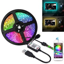인테리어조명센서등블루투스 USB 5V RGB LED 스트립 조명 5050 컨트롤러 1M 2M 3M 4M 5M 유연한 다이오드, 한개옵션1, 02 2m full set