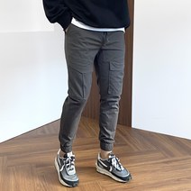 간빠레 미르 사선 밴딩 스판 카고 조거 면바지