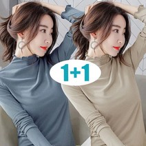 꽃소담 1+1 여성 반폴라 긴팔 이너티 슬림핏 QQA1626