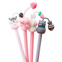 FANSYLI 2021신상 귀여운 고양이 토끼 돼지 햄스터 만화 젤 펜 소녀 심장 학생 펜 귀여운 애완 동물 공원 12f, 작은토끼+작은돼지+햄스터[세총]