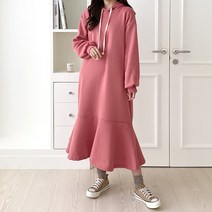 퍼니걸스 5610 데일리 무지 기모 플레어 훌 롱 원피스 여성의류