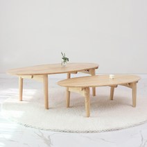 벤트리 티엔 접이식 좌식 테이블 (2color) 타원형 낮은 원목테이블, 내추럴 (원목색)