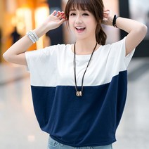 KORELAN 저고리 여름 여성복 헐렁하다 배트셔츠 반팔 티셔츠 뚱뚱하다 mm 여름옷 티셔츠 붐