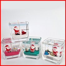 (사각용기 2개만들기) 산타-크리스마스 양초 젤캔들 키트 만들기(100ml/4), 복숭아, 그린, 4개
