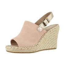 TOMS 여성용 Monica 스페인어 빌라 스웨이드 메탈릭 가죽 웨지 사이즈 8 샌들 힐 탐스