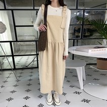 쉐얼유 여성 멀시 코듀로이 멜빵 롱원피스
