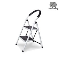 코끼리리빙 접이식 스툴 사다리 S형 2단 3단 4단 안전발판 홈데코 가정용 업무용 스툴사다리, 2단화이트