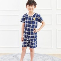 아동용 스마일체크 5부 자카드 실내복 상하벌